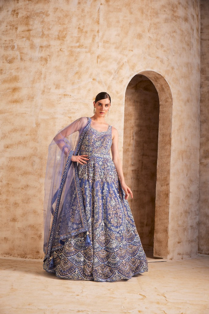 Neeru's Neerus Gowns Collection Neeru's Blue Color Nett