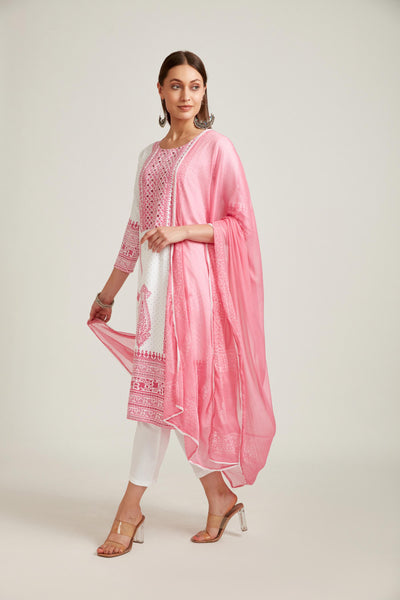 Neeru's Pink Color Mouse Crepe Fabric Salwar Kameez