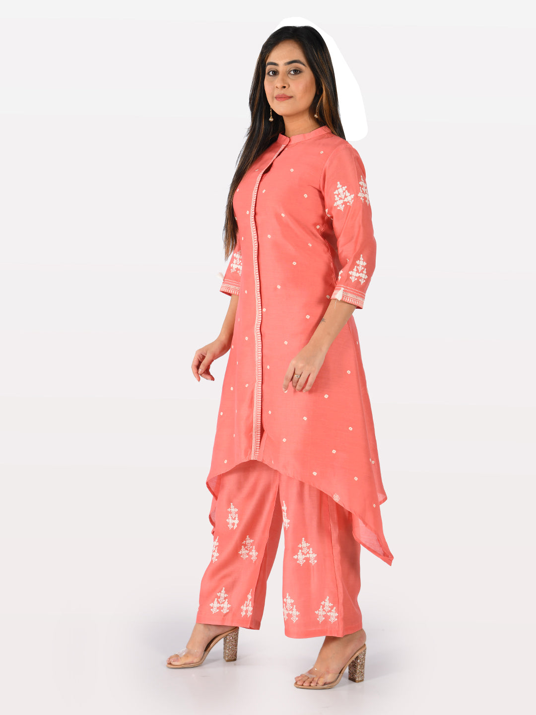 Neerus Green printed A-Line kurta - back view