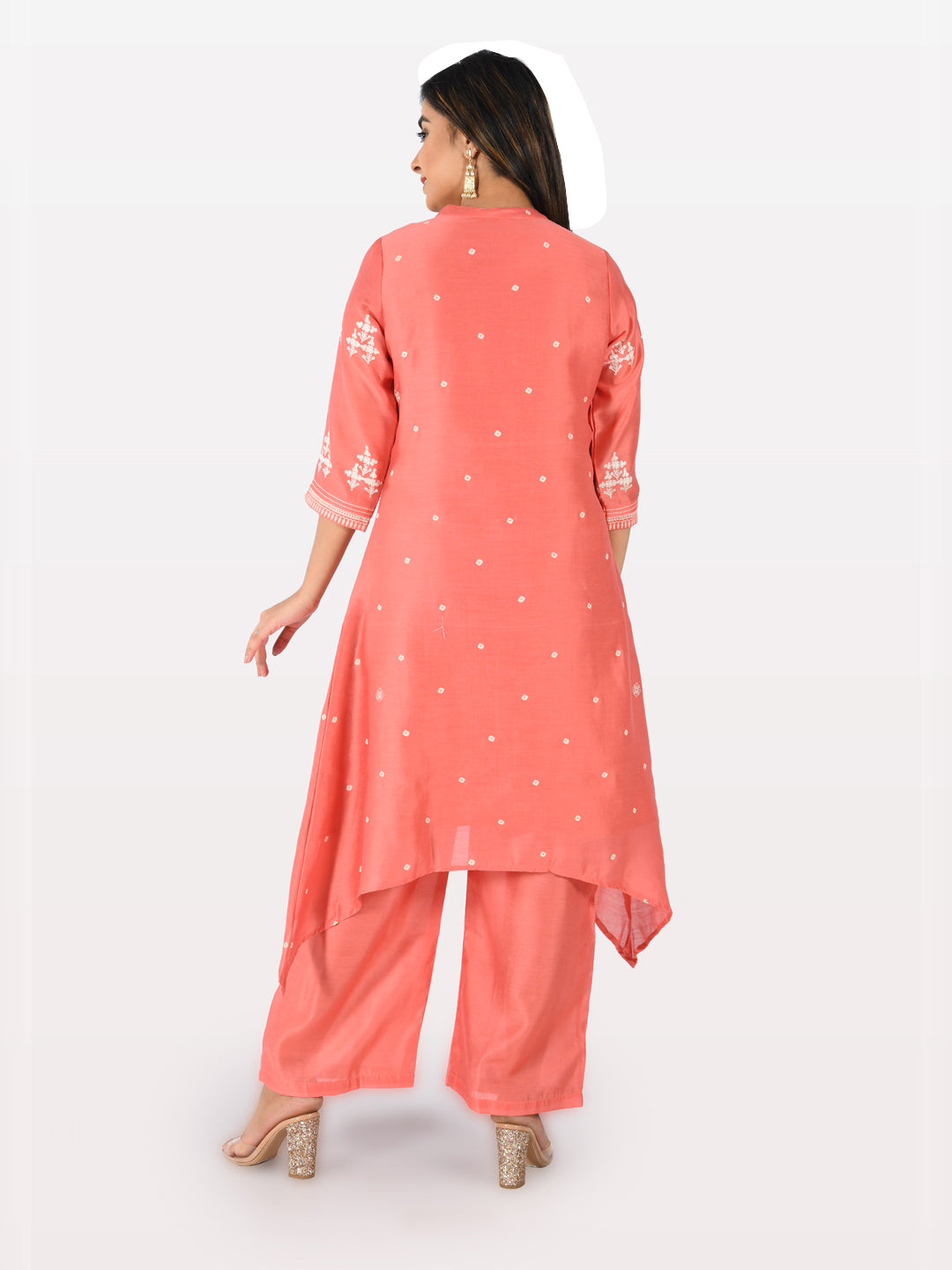 Neerus Green printed A-Line kurta - side view