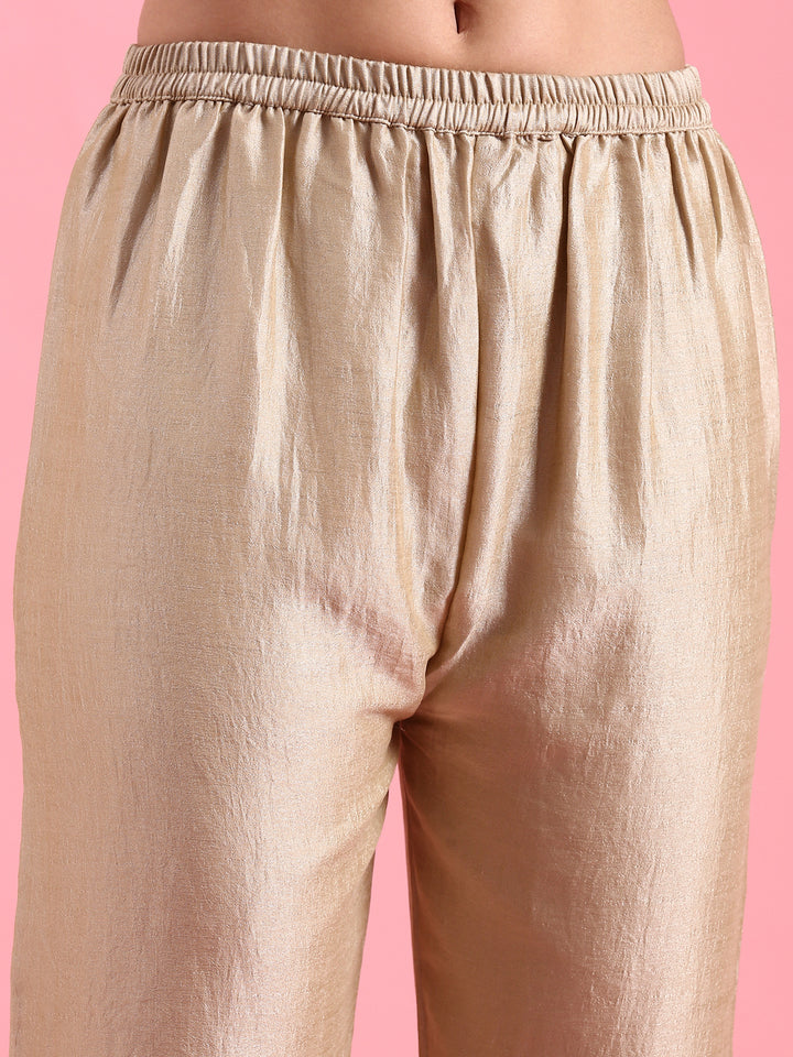 Beige Vichitra Silk Embroidered Short Kali