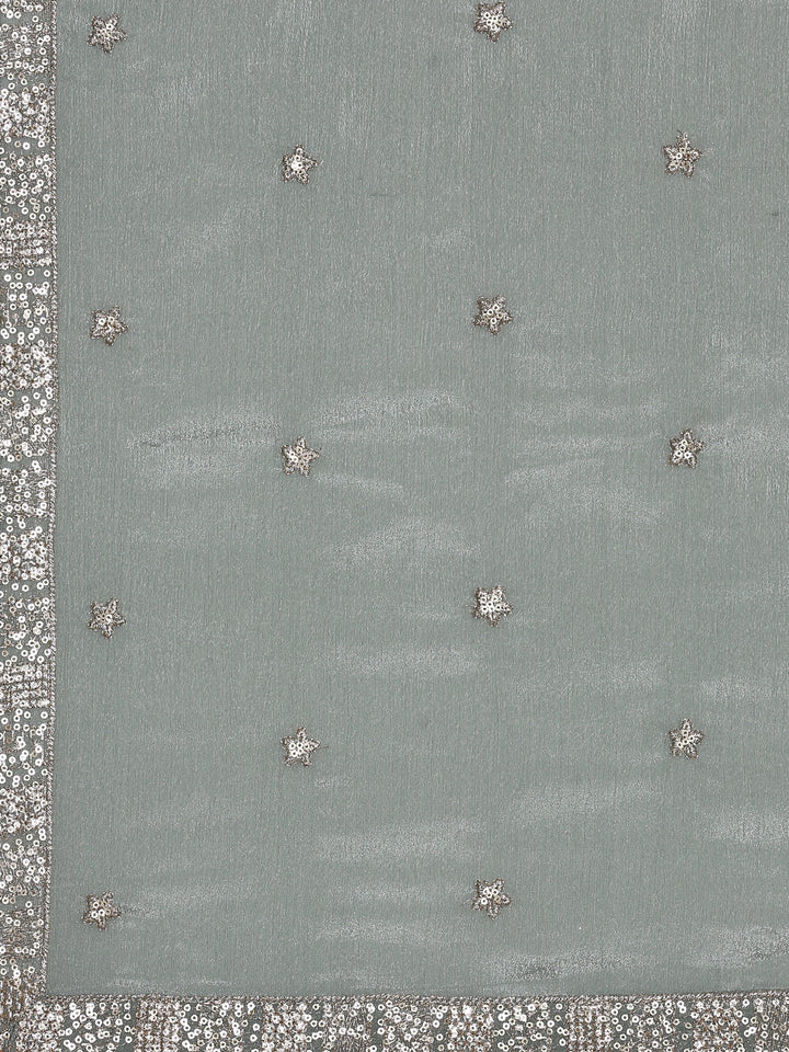 Green Chinon Heavy Embroidered Kali With Palazzo