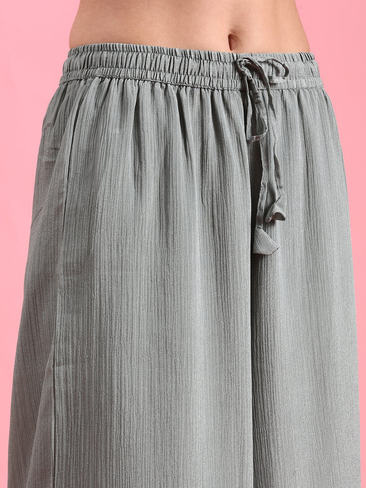 Green Chinon Heavy Embroidered Kali With Palazzo