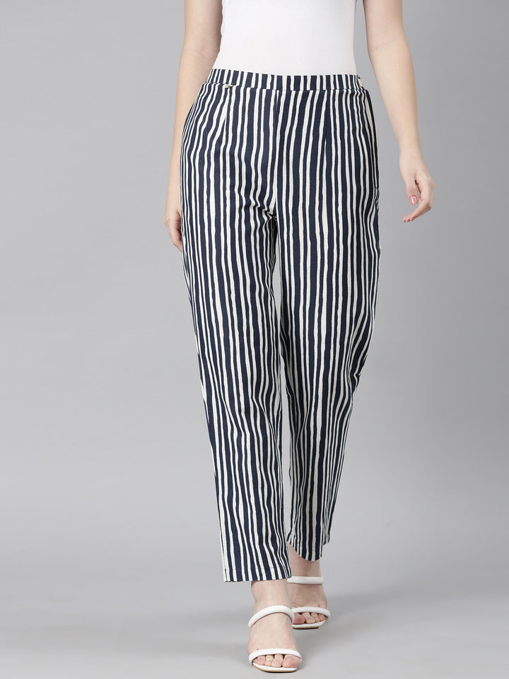 Neerus Women'S Navy Blue Color Pant