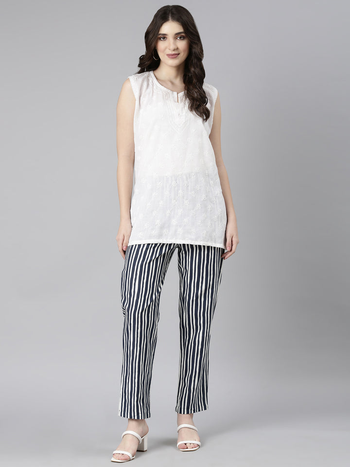 Neerus Women'S Navy Blue Color Pant