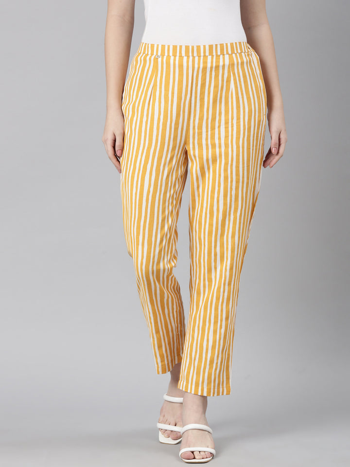 Neerus Women'S Yellow Color Pant