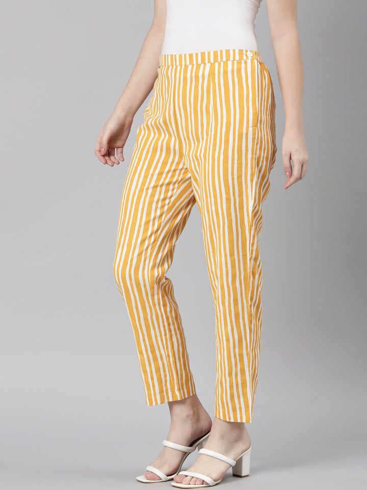 Neerus Women'S Yellow Color Pant
