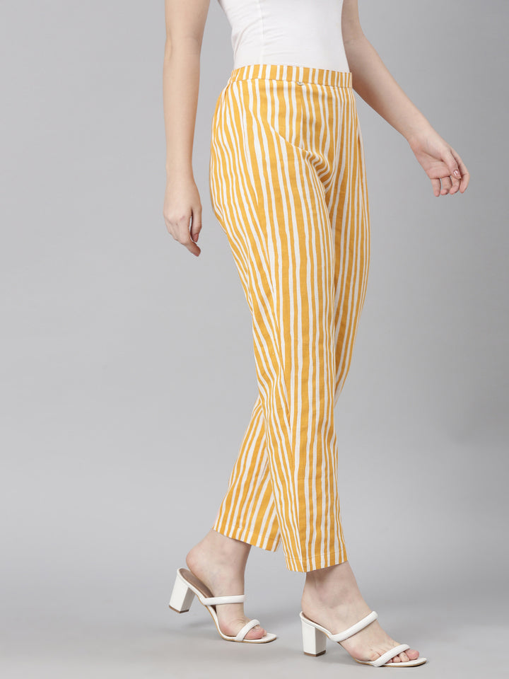 Neerus Women'S Yellow Color Pant