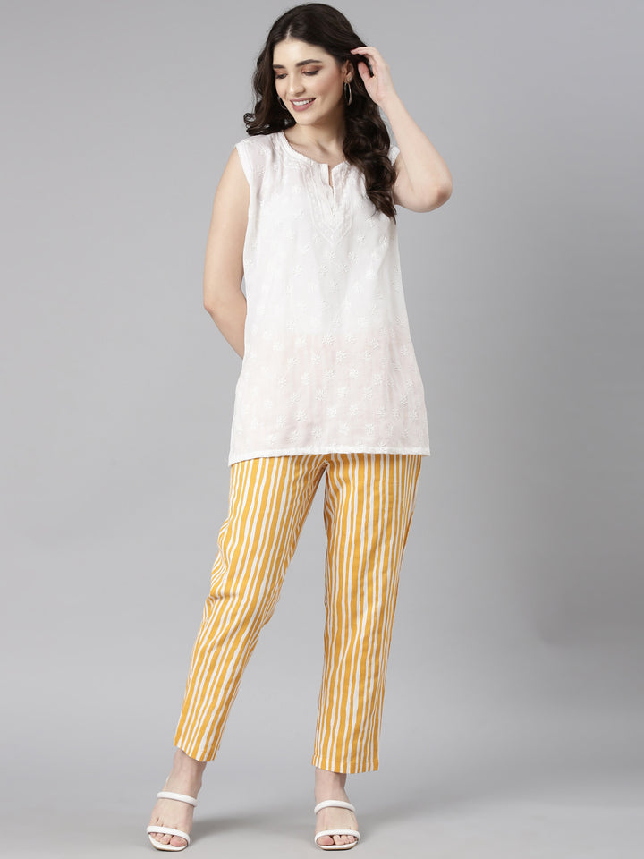 Neerus Women'S Yellow Color Pant