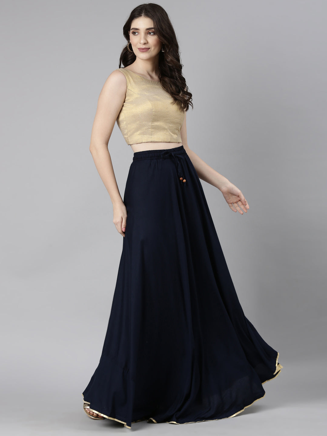 Neerus Navy Blue Color Skirt
