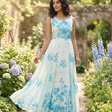 Off White Georgette Floral Digital Print Long Dress