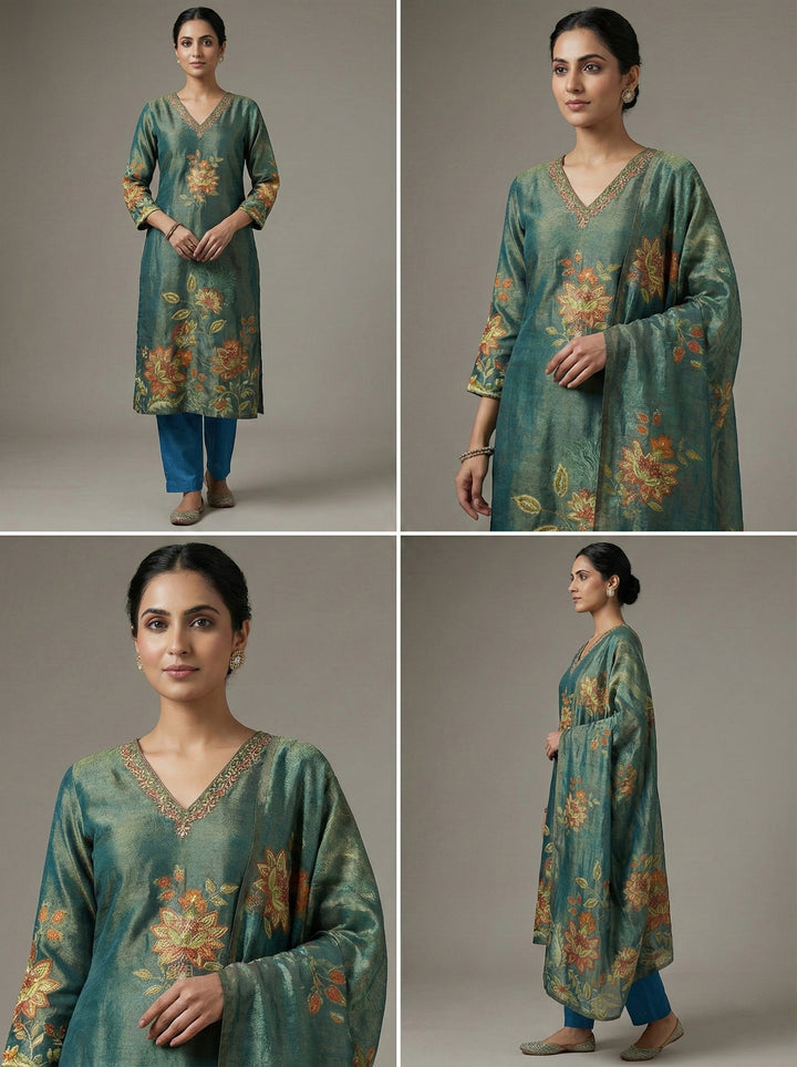 Rama Tissue Floral Printed Three Piece Set