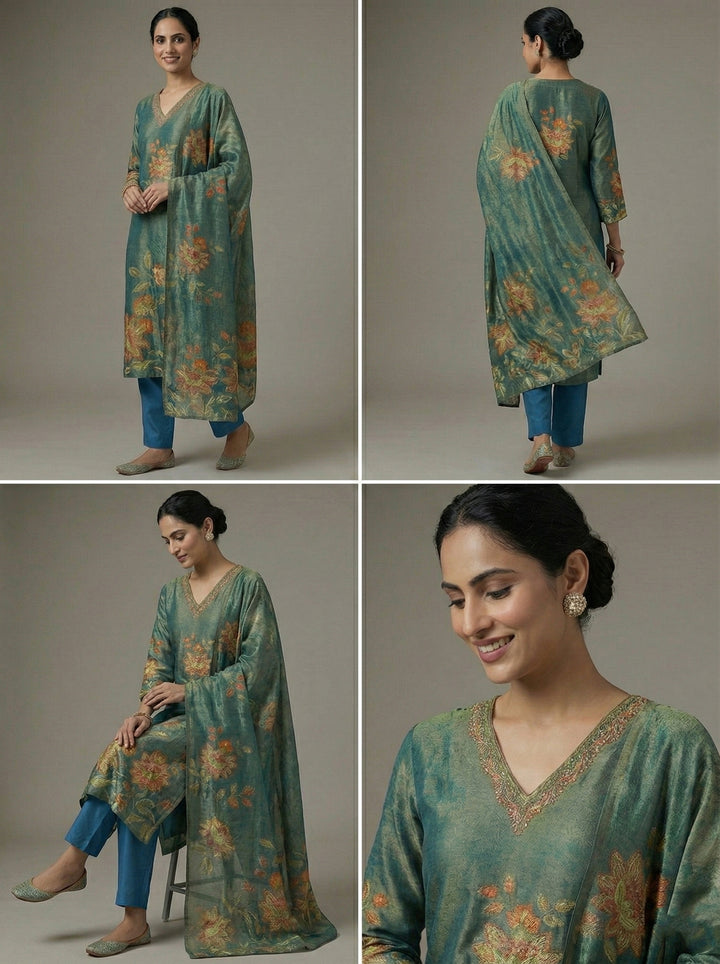 Rama Tissue Floral Printed Three Piece Set