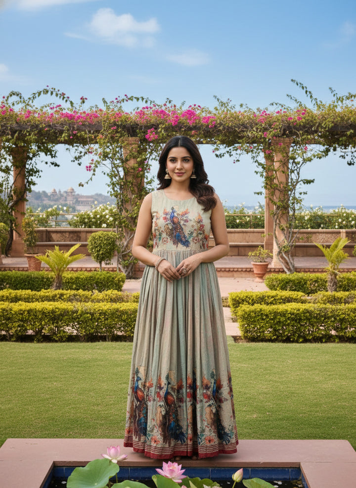 Pista Dola Silk Printed Long Dress