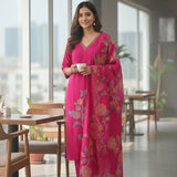 Rani Muslin Floral Printed Three Piece Set