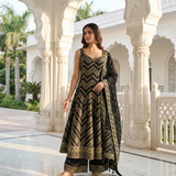 Black Silk Zari Embroidery Anarkali Set