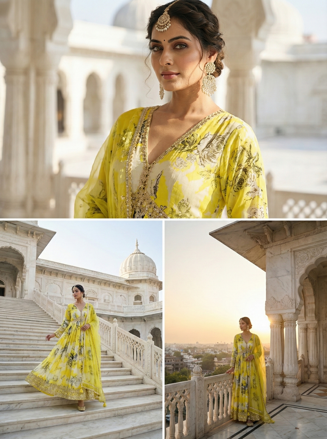 Variyali Green Crepe Floral Anarkali Set