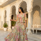 Cream Banarasi Heavy Stone Work Three Piece Set