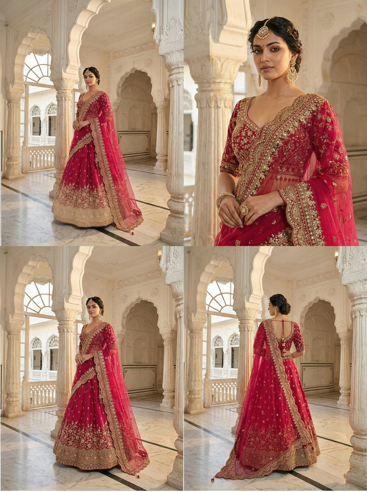 Rani Pink Silk Hand Embroidered Ghagra Set