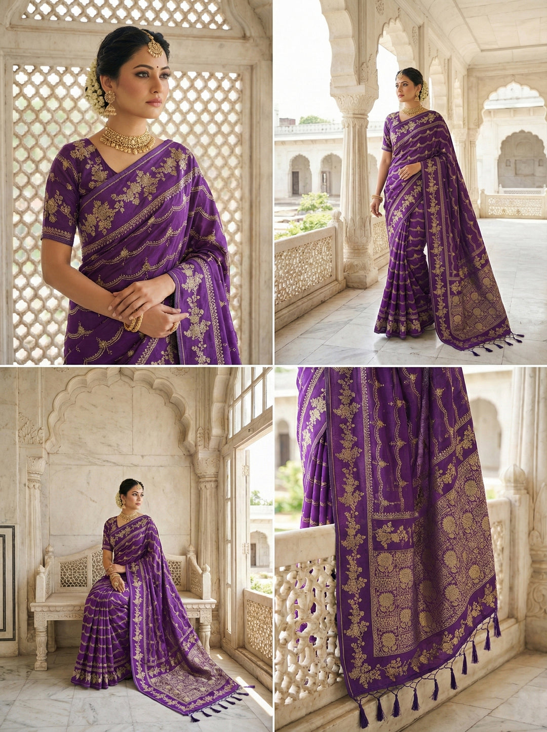 Purple Tissue Digital Print Saree