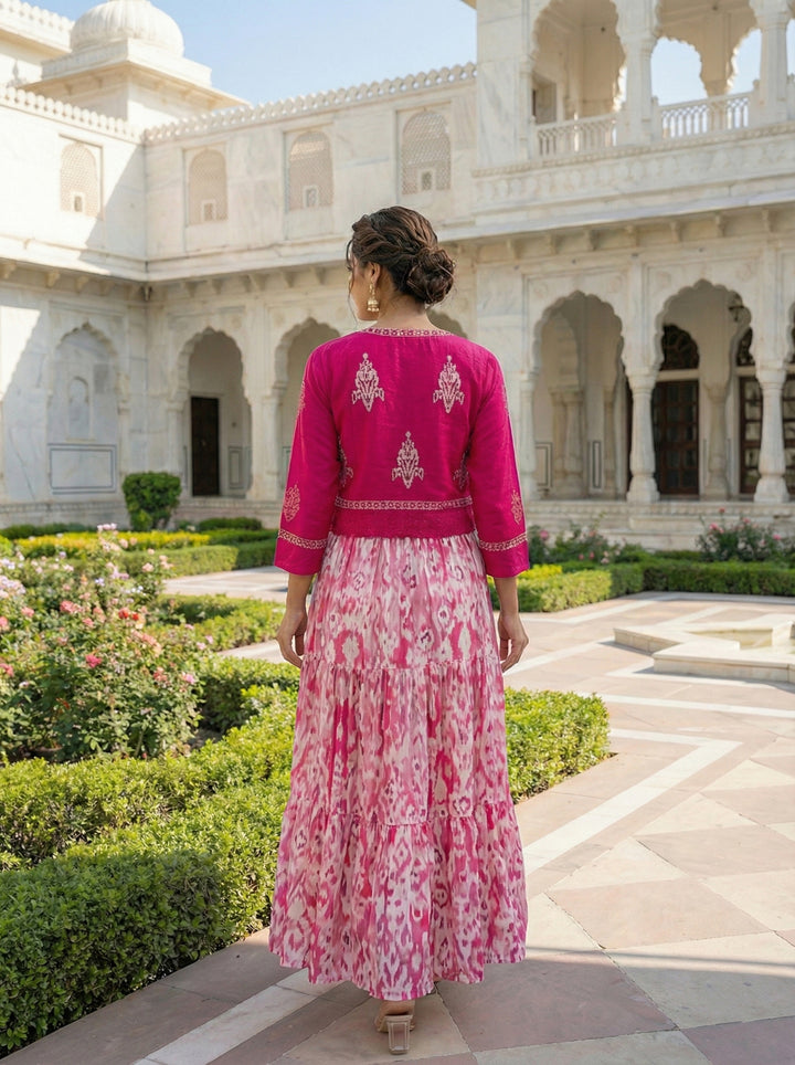 Magenta Cotton Digital Print Long Dress