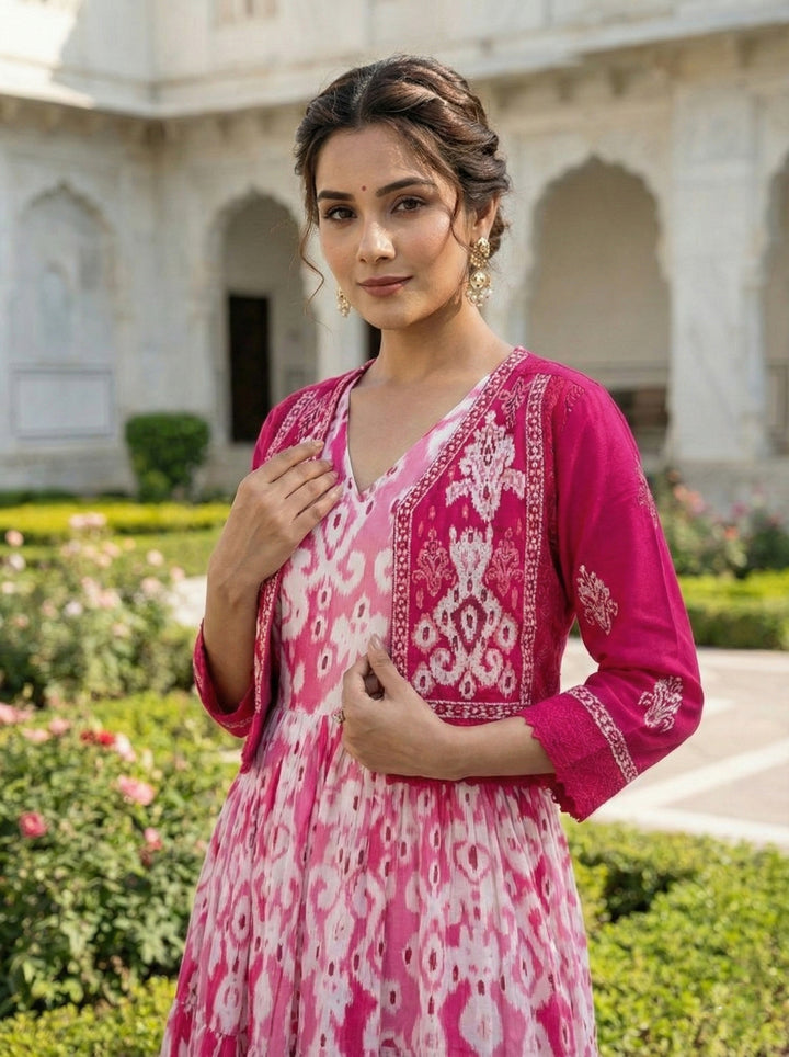 Magenta Cotton Digital Print Long Dress