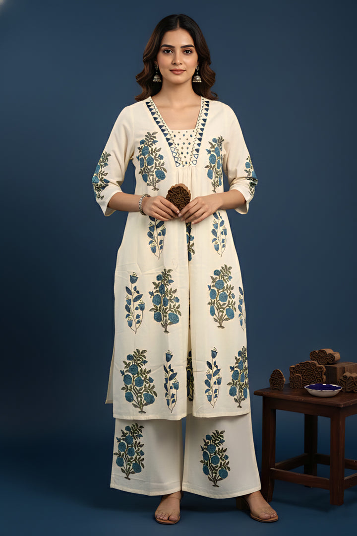 Rama Cotton Floral Digital Print Two Piece Set