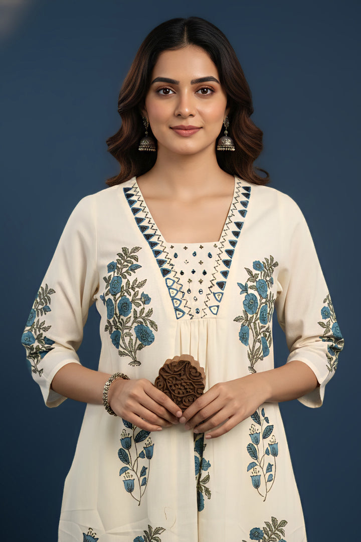 Rama Cotton Floral Digital Print Two Piece Set