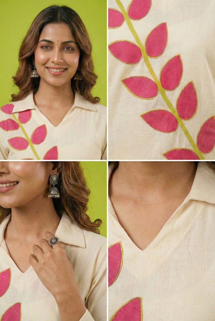 Pink Cotton Floral Digital Print Two Piece Set