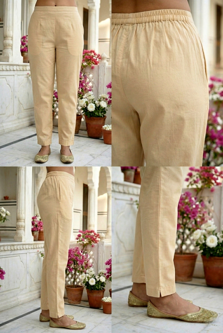 Cream Silk Hand Embroidered Three Piece Set