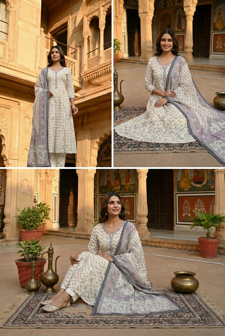 Onion Cotton Floral Digital Printed Three Piece Set