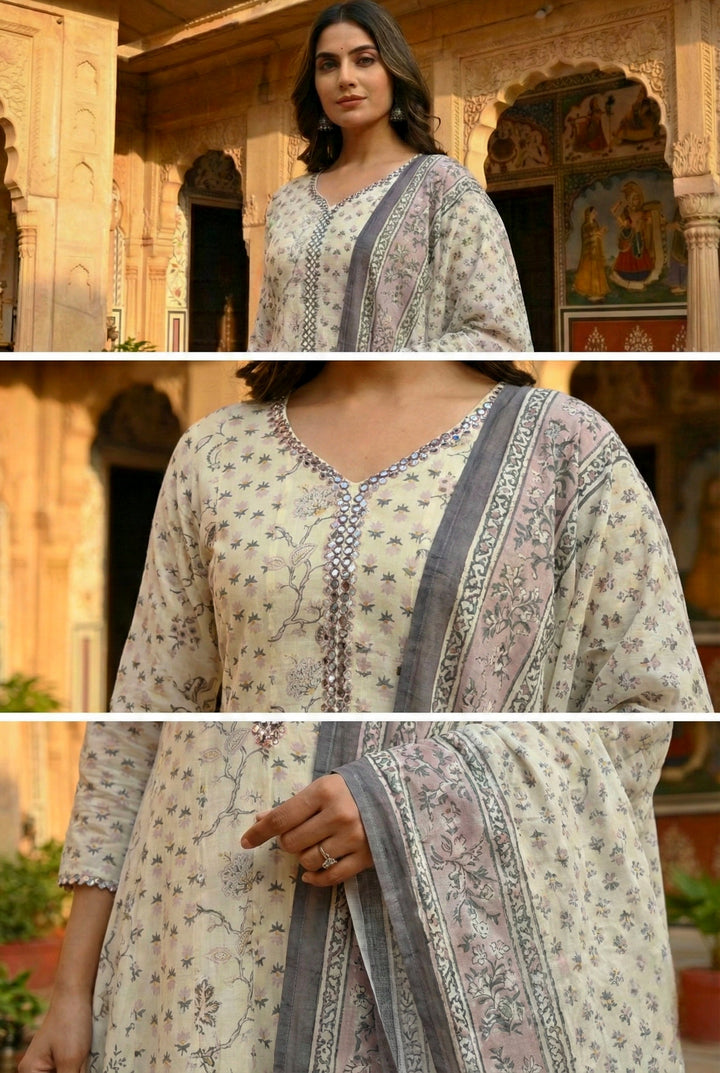 Onion Cotton Floral Digital Printed Three Piece Set