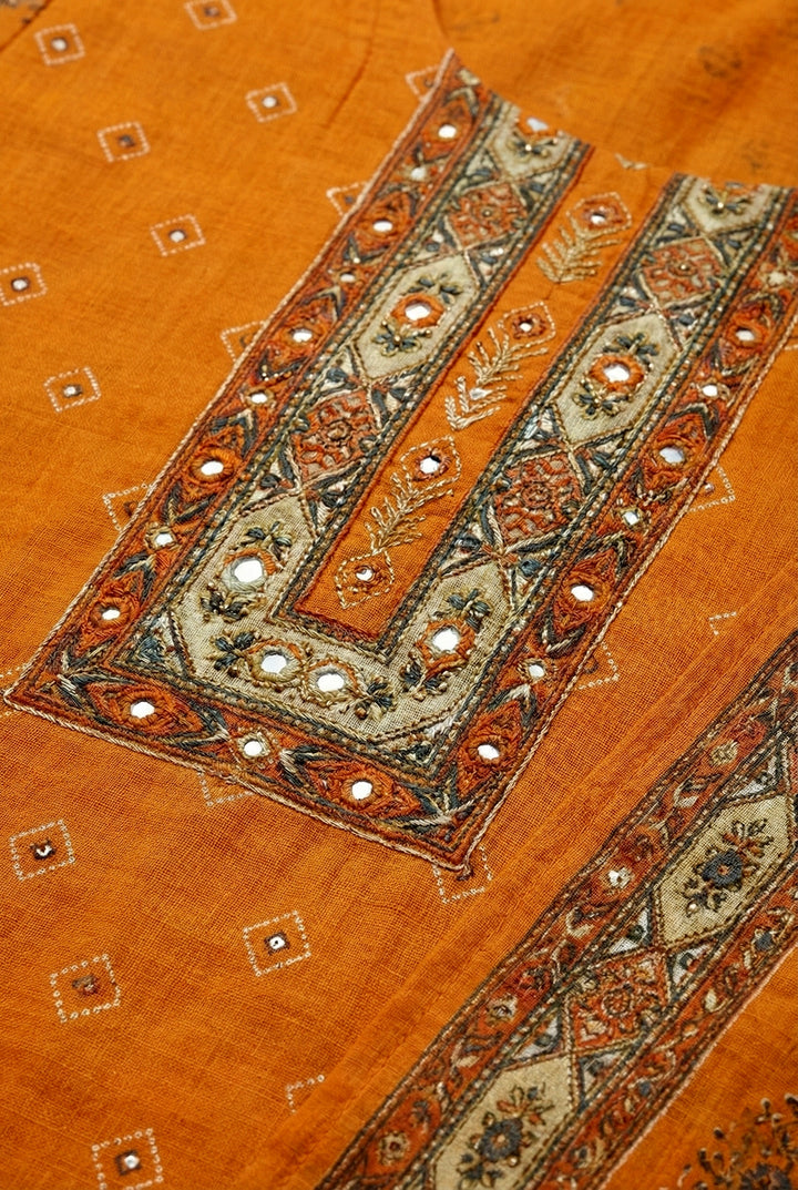 Blunt Orange Silk Mirror And Thread Embroidered Suit Set