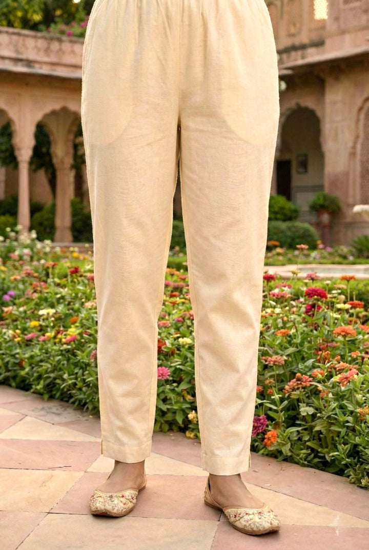 Cream Silk Floral Digital Printed Three Piece Set