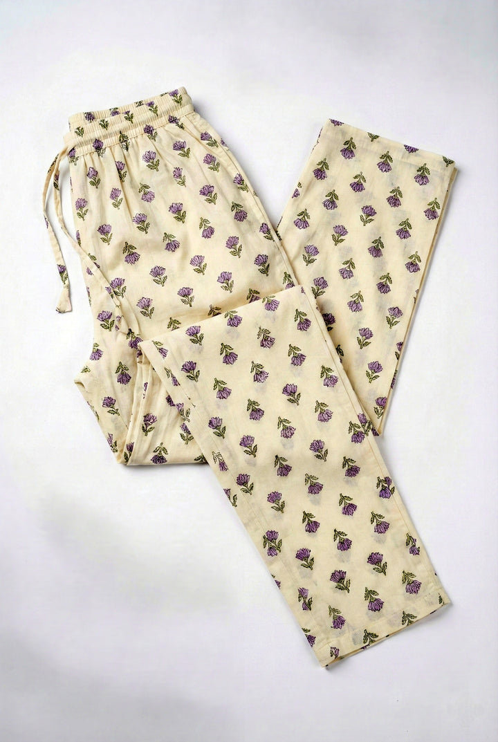 Lavender Cotton Floral Digital Printed Suit Set