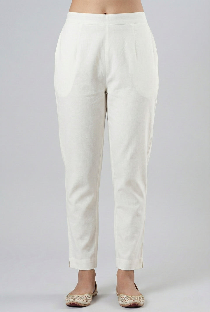 White Silk Hand Embroidery Three Piece Set