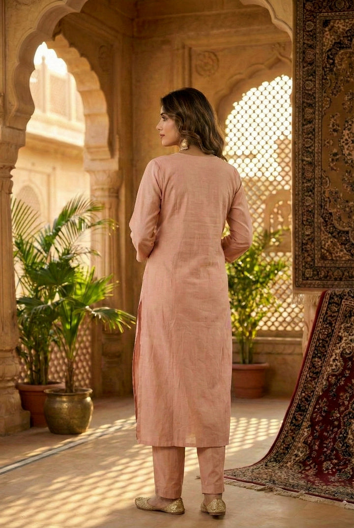 Peach Muslin Two Piece Set