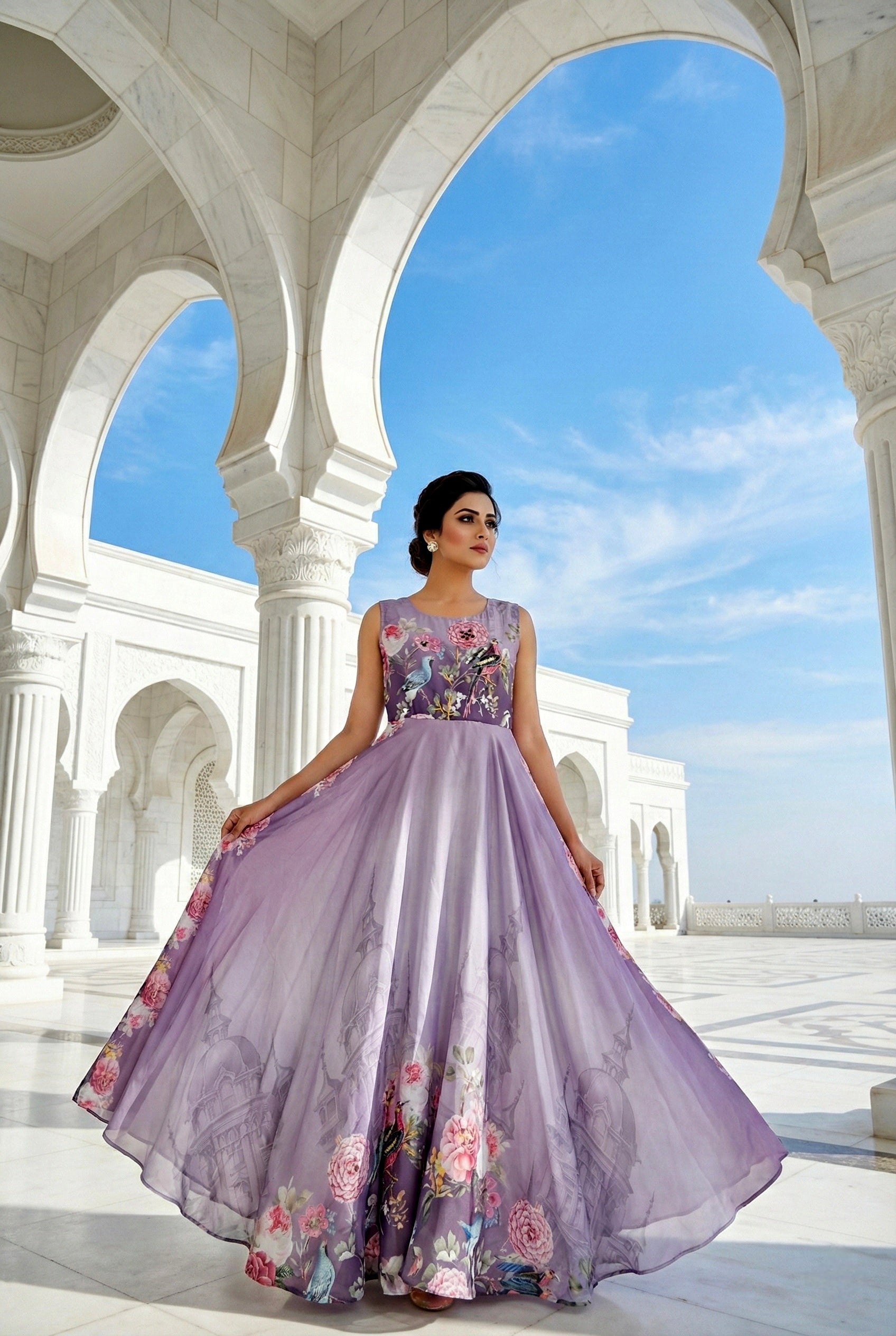 embroidered purple dress Neerus Floral Hand Crepe Maxi for Festive Wedding Women – Neerus India Variant:Cassis size 4 line skirt that ends Dress Alternatives Men's Outfit: White and