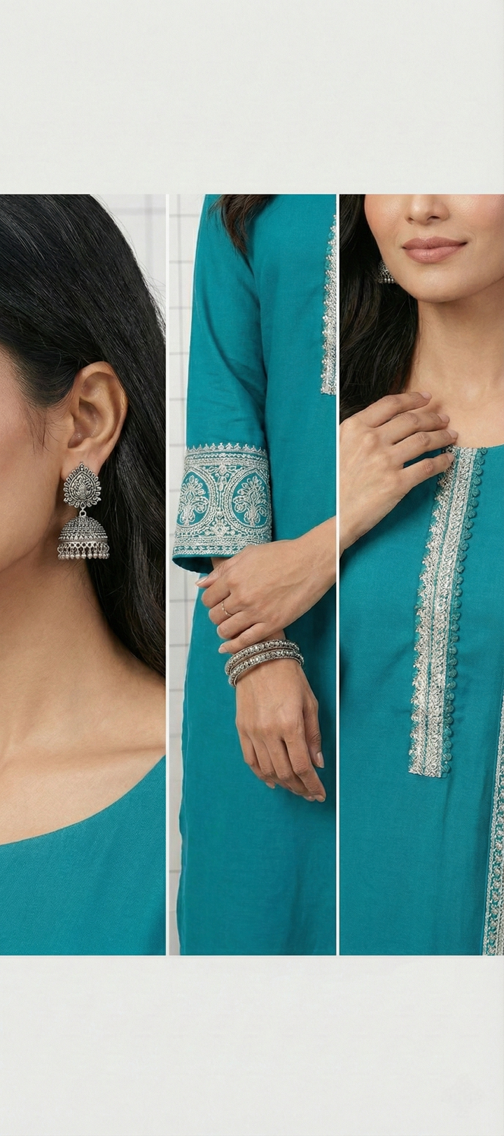 Rama Silk Hand Embroidery Three Piece Set