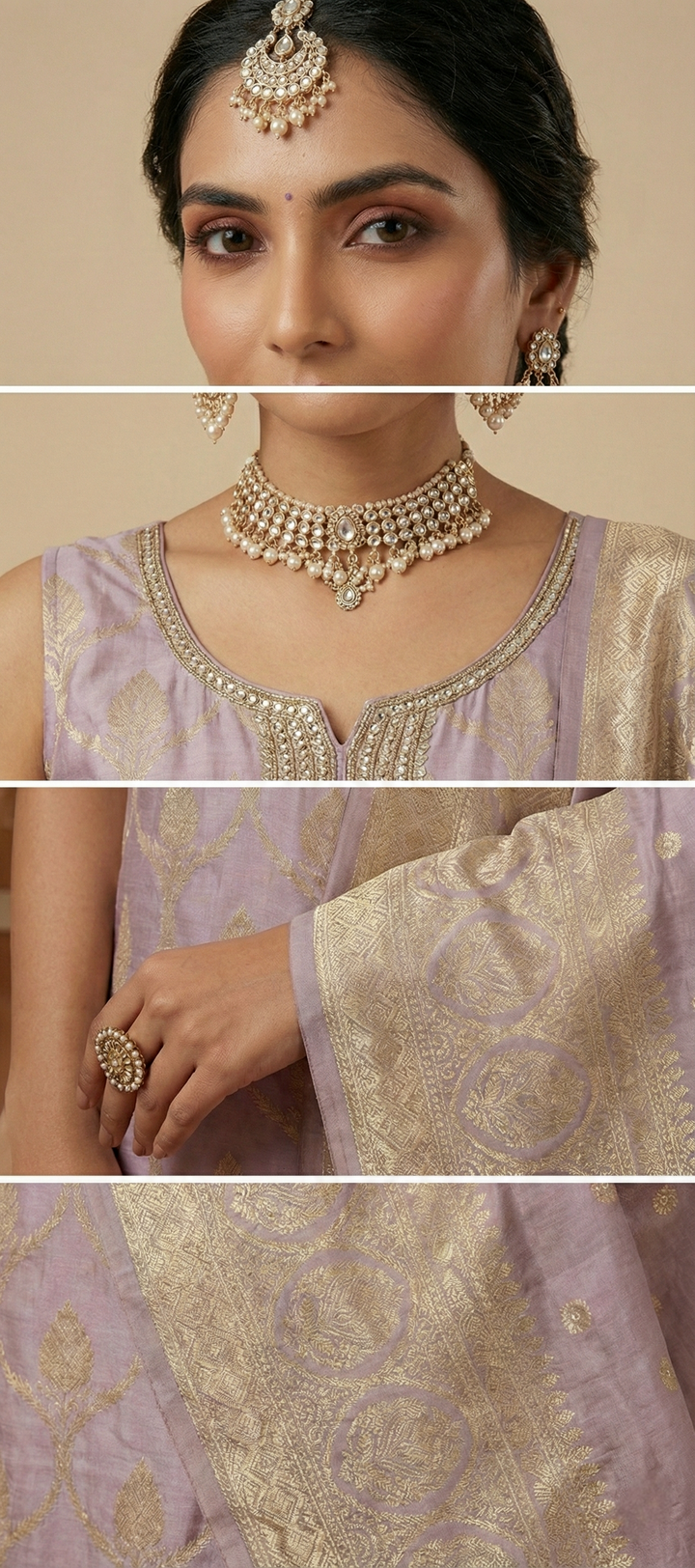 Lilac Tissue Printed Three Piece Set