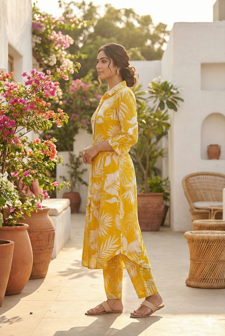 Mustard Cotton Two Piece Set