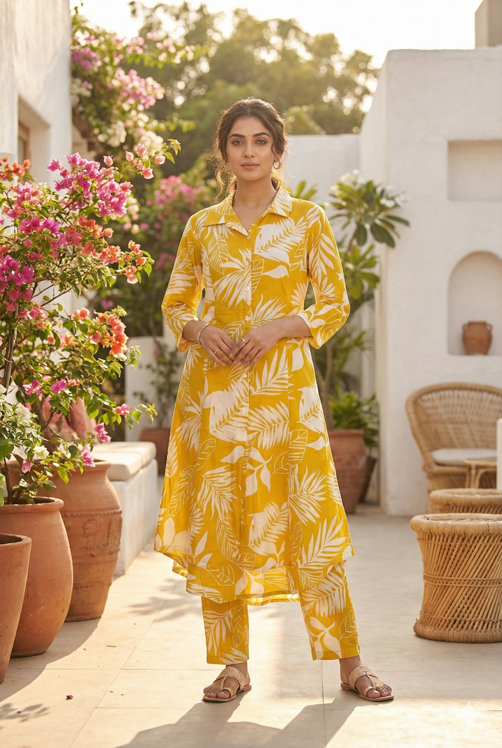 Mustard Cotton Two Piece Set
