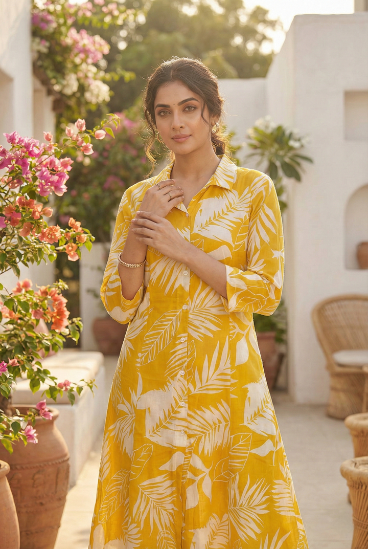 Mustard Cotton Two Piece Set