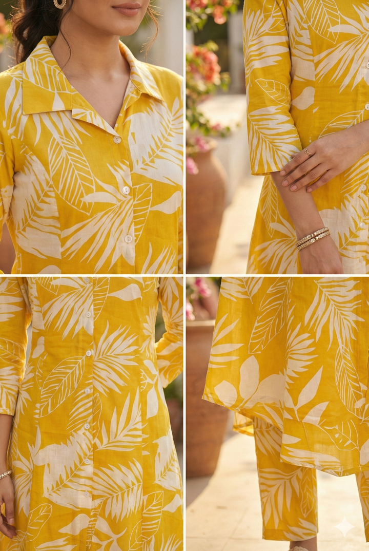 Mustard Cotton Two Piece Set