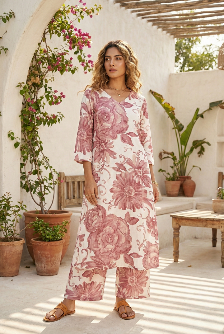 Onion Cotton Floral Digital Printed Two Piece Set