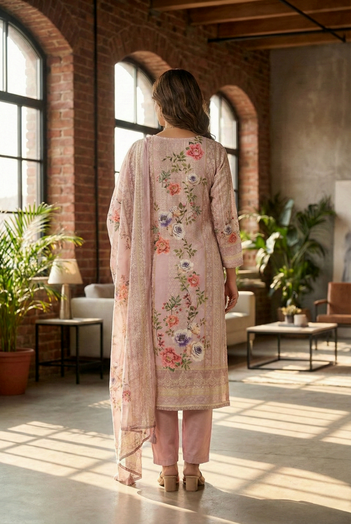 Onion Muslin Digital Printed Three Piece Set