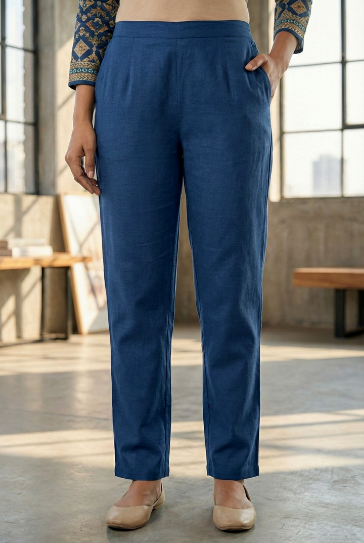 Indigo Silk Digital Printed Three Piece Set