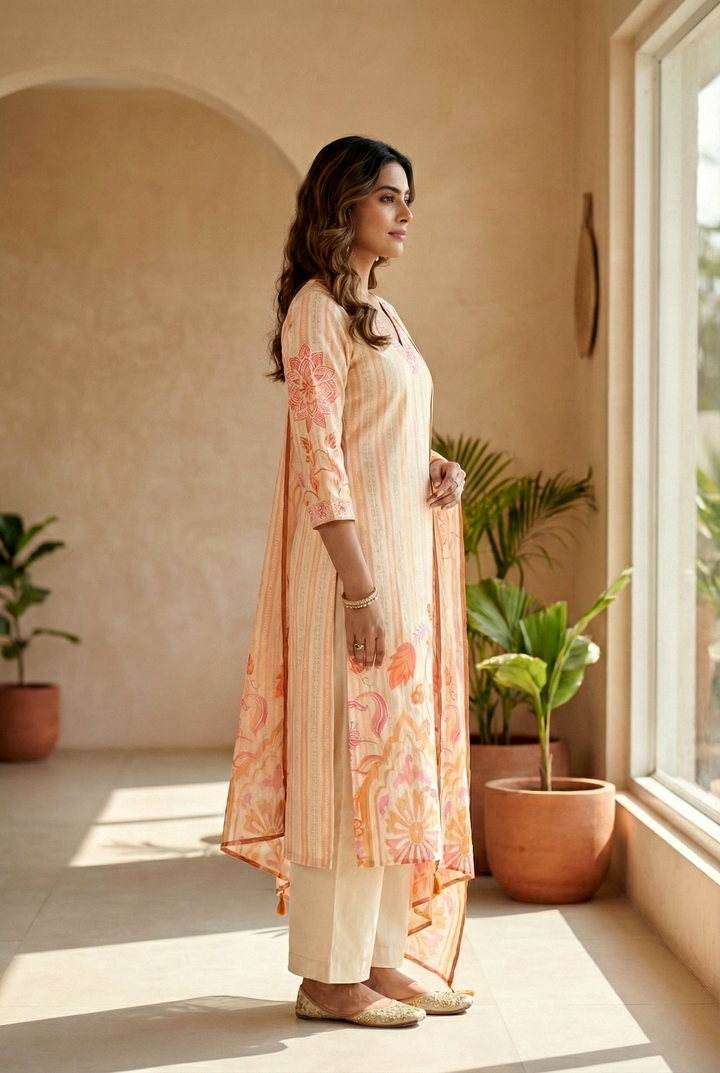 Peach Cotton Three Piece Set