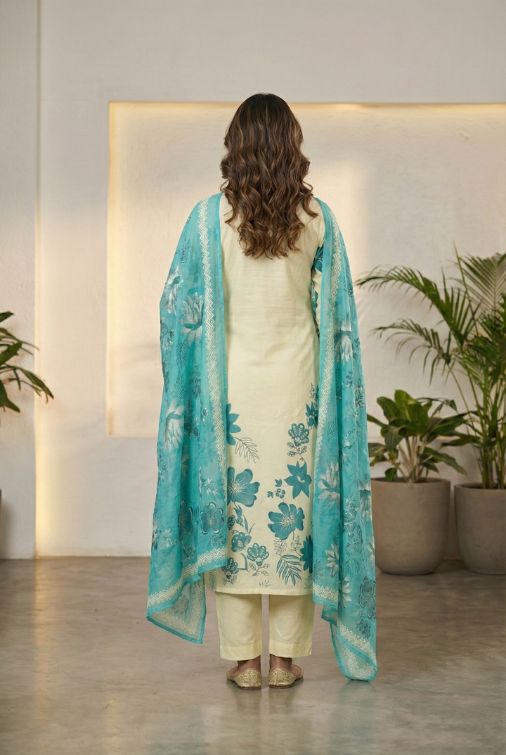 Rama Rayon Thread Embroidered Three Piece Set