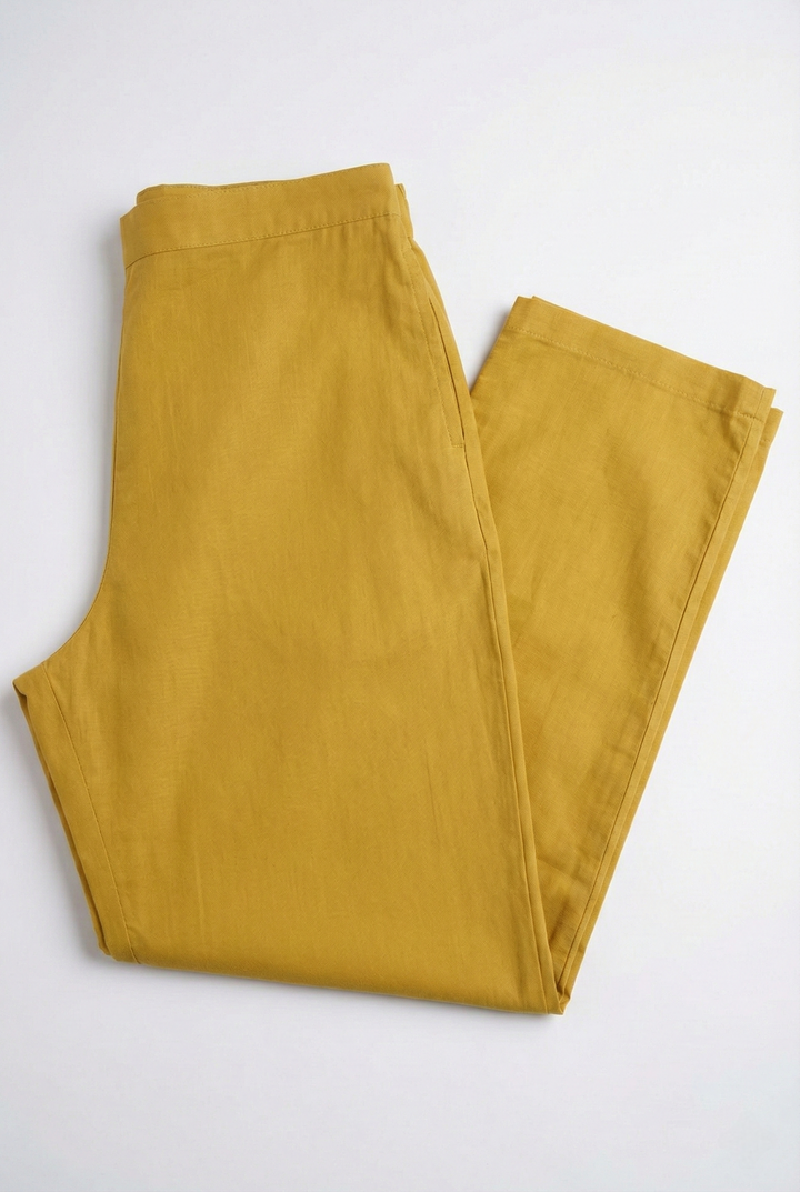 Mustard Cotton Thread Embroidery And Floral Printed Three Piece Set